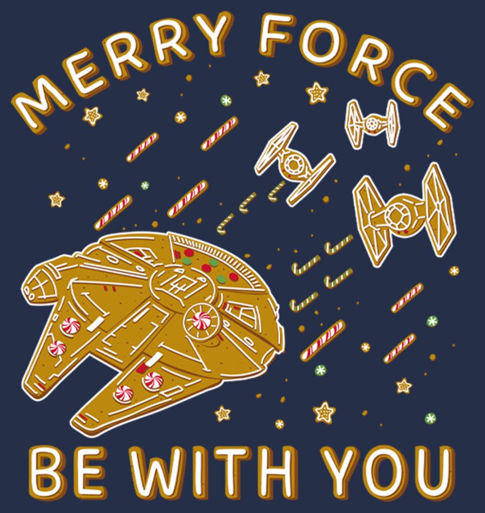 Men's Star Wars Merry Force Gingerbread Millennium Falcon  Adult T-Shirt