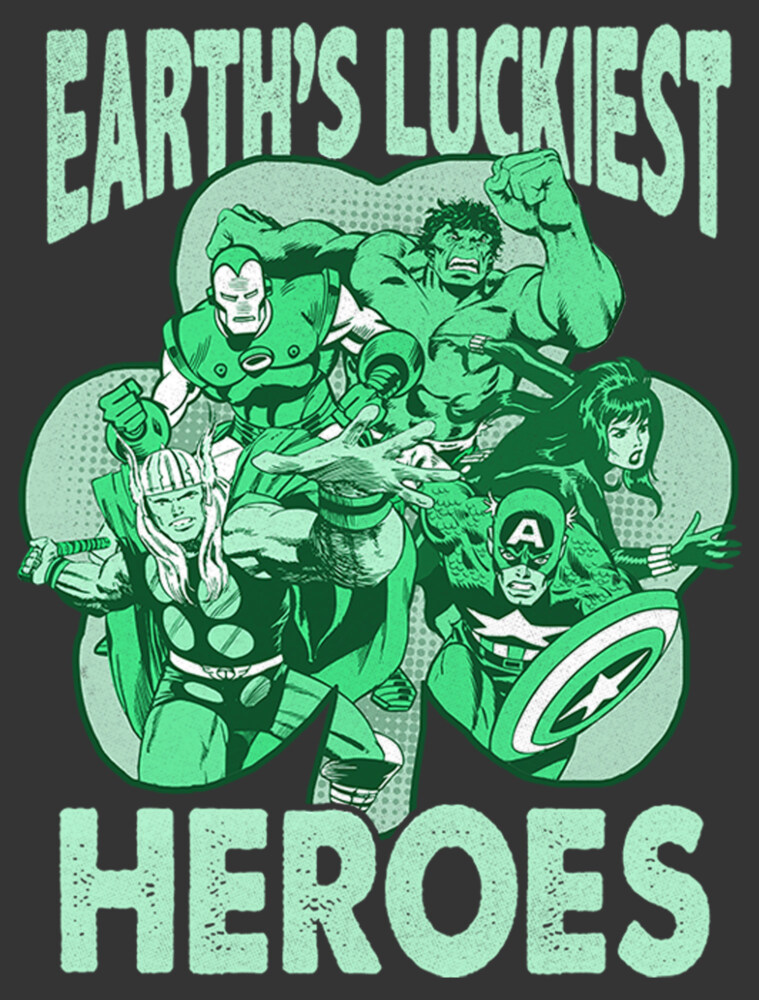 Men's Marvel St. Patrick's Day Earth's Luckiest Heroes  Adult T-Shirt