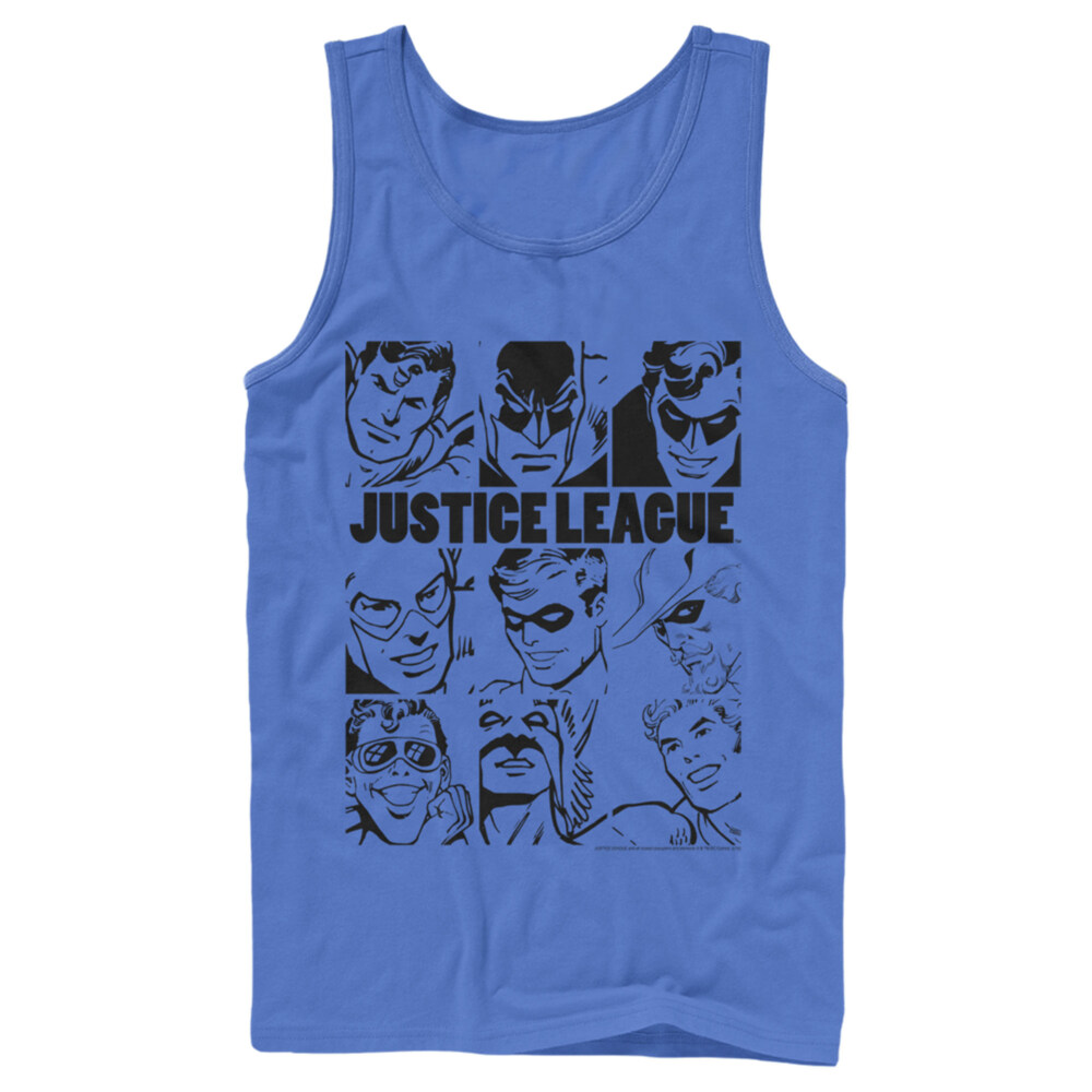 Men's Justice League Vintage Hero Panels  Adult Tank Top