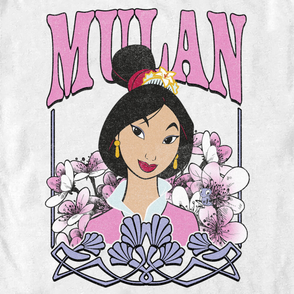 Men's Mulan Distressed Floral Portrait  Adult T-Shirt