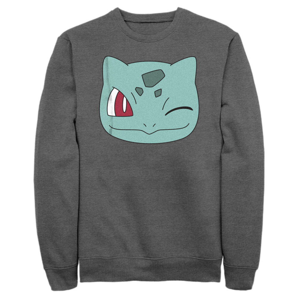 Men's Pokemon Bulbasaur Wink Face  Adult Sweatshirt
