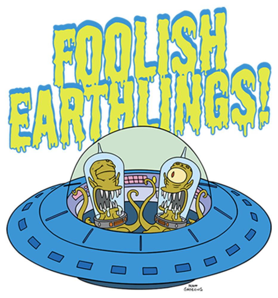 Men's The Simpsons Foolish Earthlings  Adult Long Sleeve Shirt