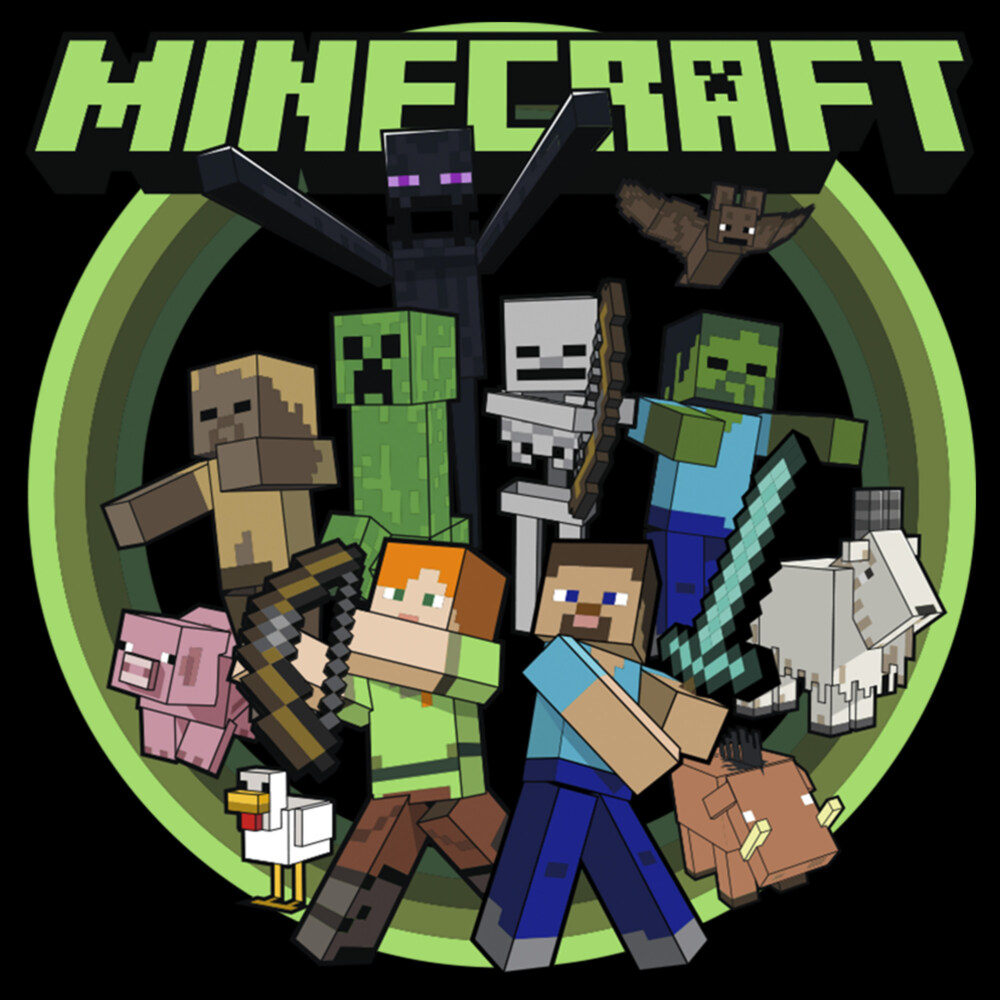 Men's Minecraft Heroes and Mobs  Adult T-Shirt