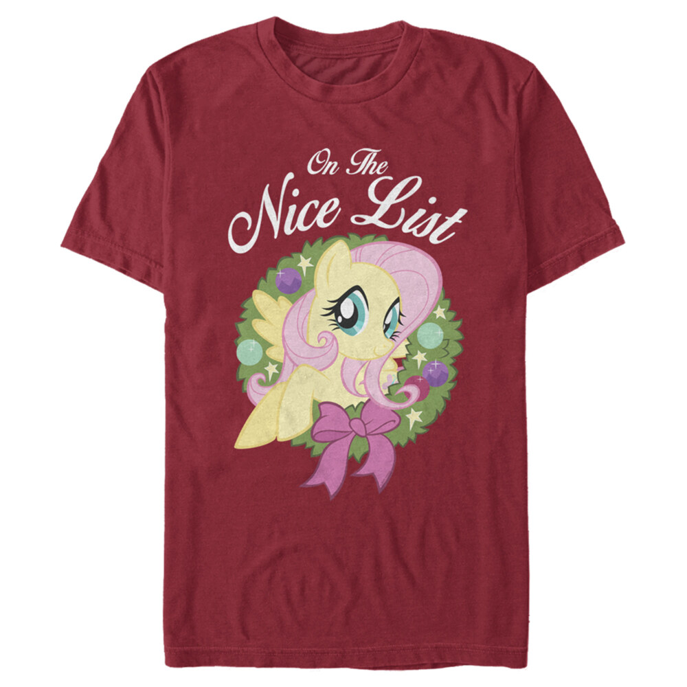 Men's My Little Pony Christmas Fluttershy Nice List  Adult T-Shirt