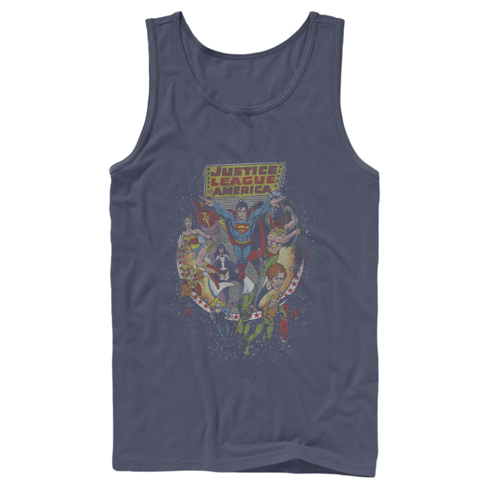 Men's Justice League Vintage Hero Collage  Adult Tank Top