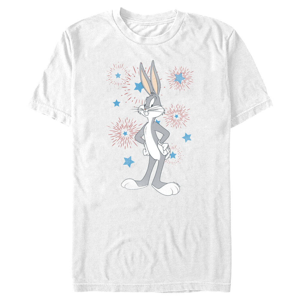 Men's Looney Tunes Bugs Bunny Stars and Fireworks  Adult T-Shirt