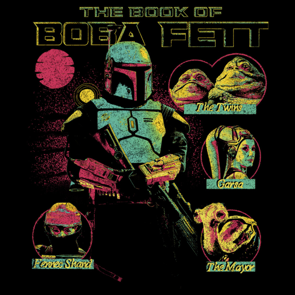Men's Star Wars: The Book of Boba Fett Distressed Character Line-up  Adult Long Sleeve Shirt