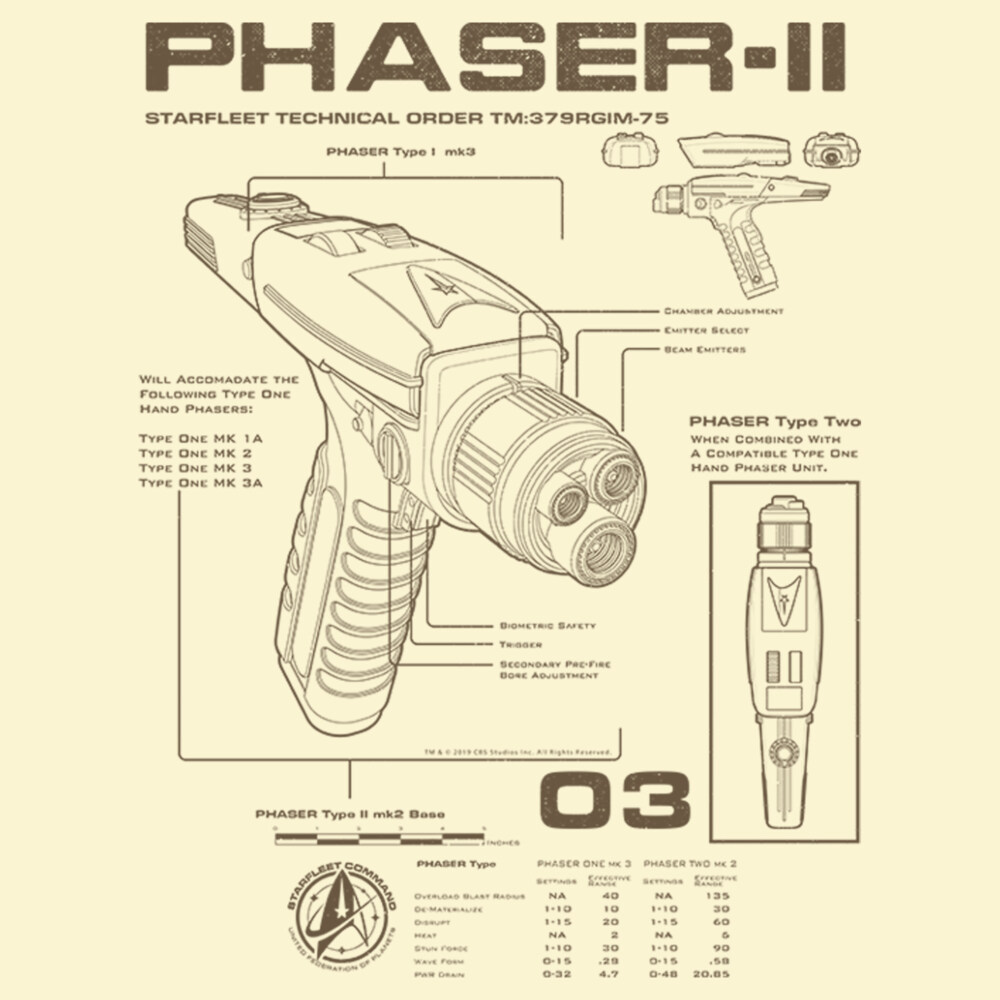 Men's Star Trek: Discovery Phaser-II Schematic  Adult T-Shirt