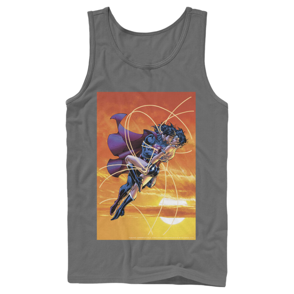 Men's Superman Wonder Woman Kiss  Adult Tank Top