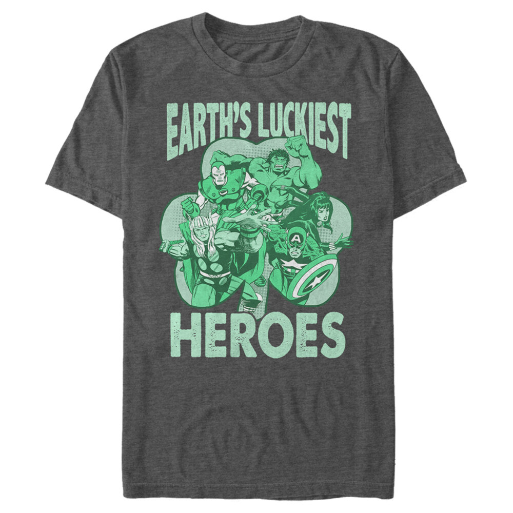 Men's Marvel St. Patrick's Day Earth's Luckiest Heroes  Adult T-Shirt