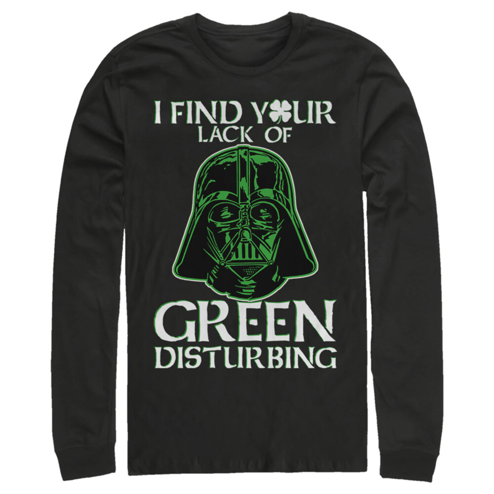 Men's Star Wars St. Patrick's Day Vader Lack of Clover  Adult Long Sleeve Shirt
