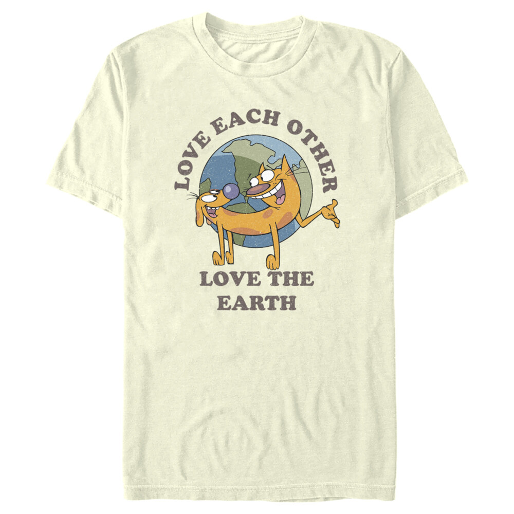 Men's Catdog Love the Earth  Adult T-Shirt
