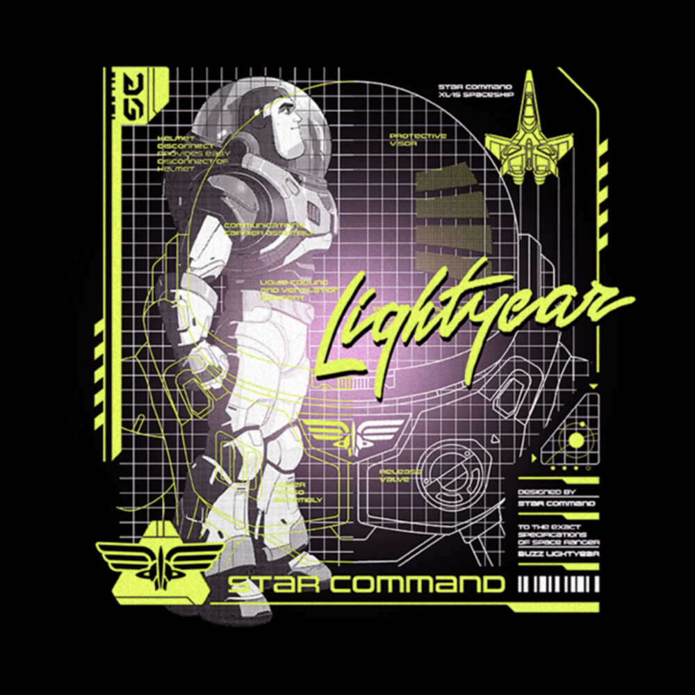 Men's Lightyear Buzz Lightyear Star Command Schematics  Adult T-Shirt