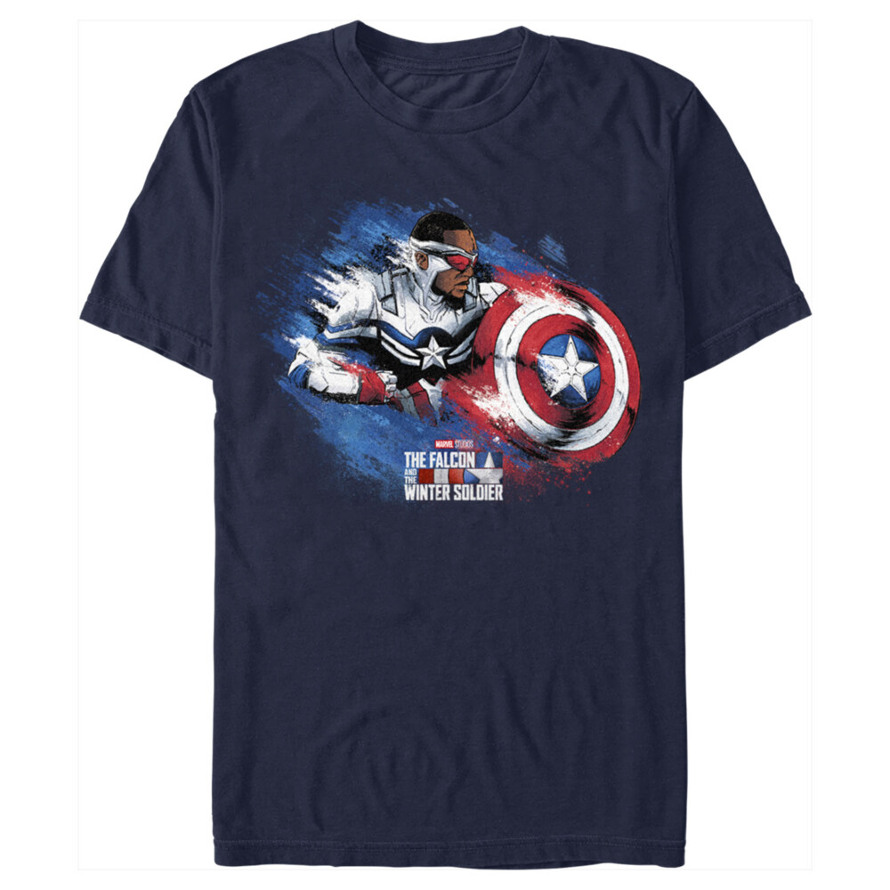 Men's Marvel The Falcon and the Winter Soldier Captain America Paint  Adult T-Shirt