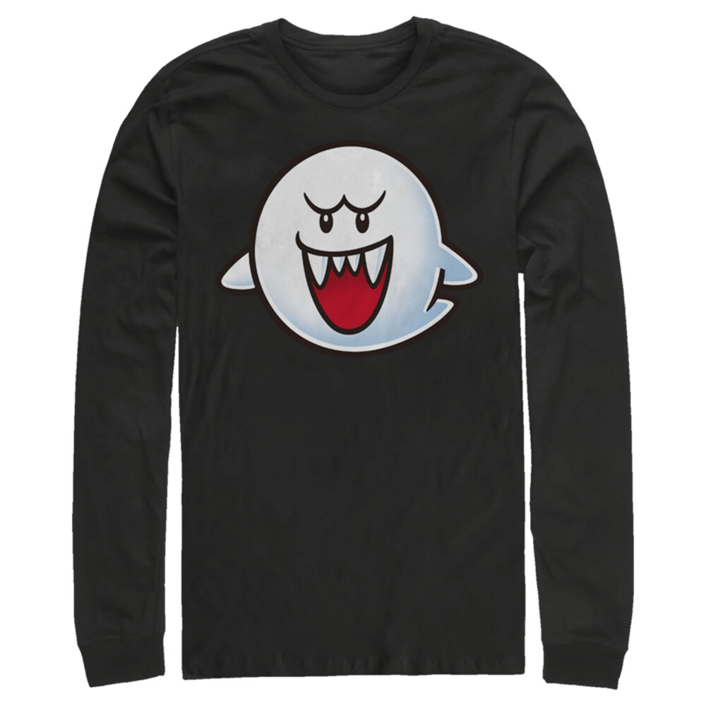 Men's Nintendo Mario Boo Ghost Smile  Adult Long Sleeve Shirt