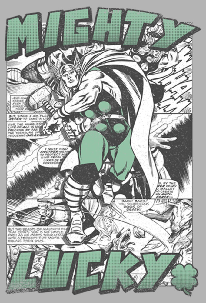 Men's Marvel Thor Comic St. Patrick's Day Mighty Lucky  Adult Pull Over Hoodie