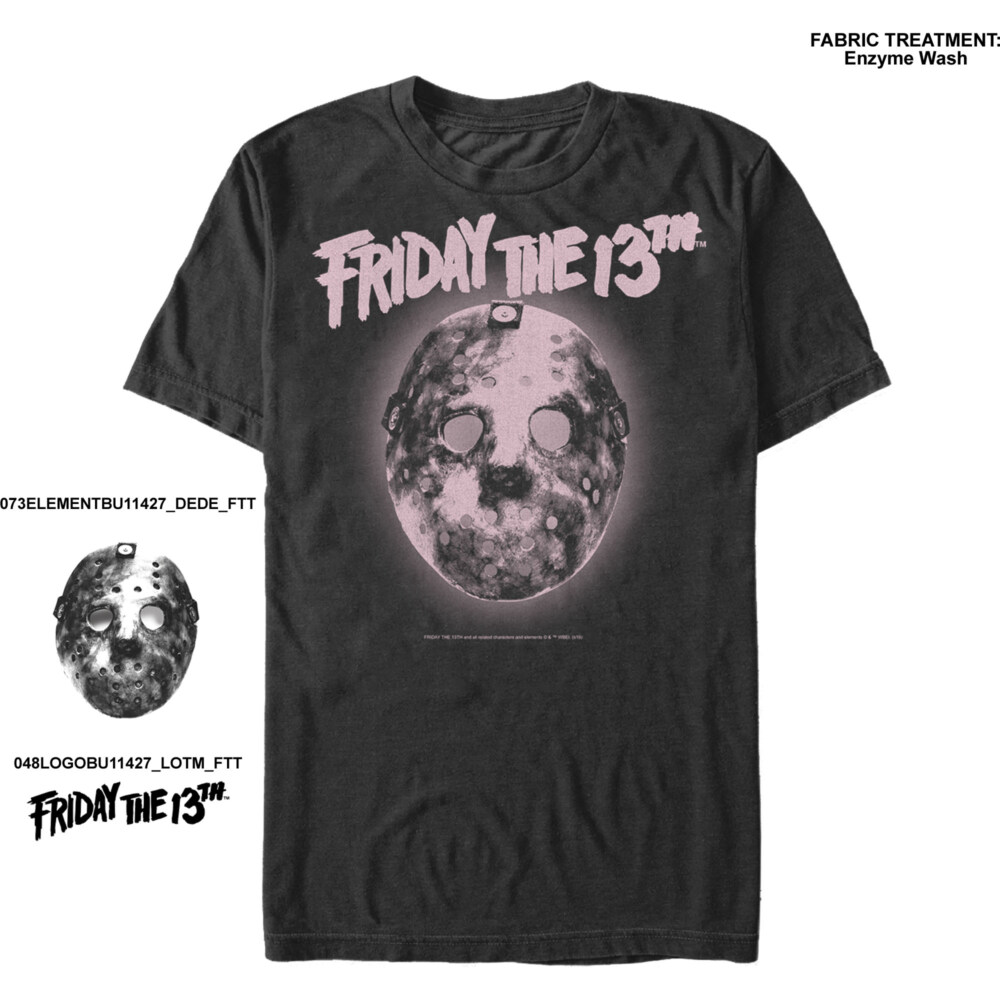 Men's Friday the 13th Jason Vorhees Glooming Hockey Mask Logo  Adult T-Shirt