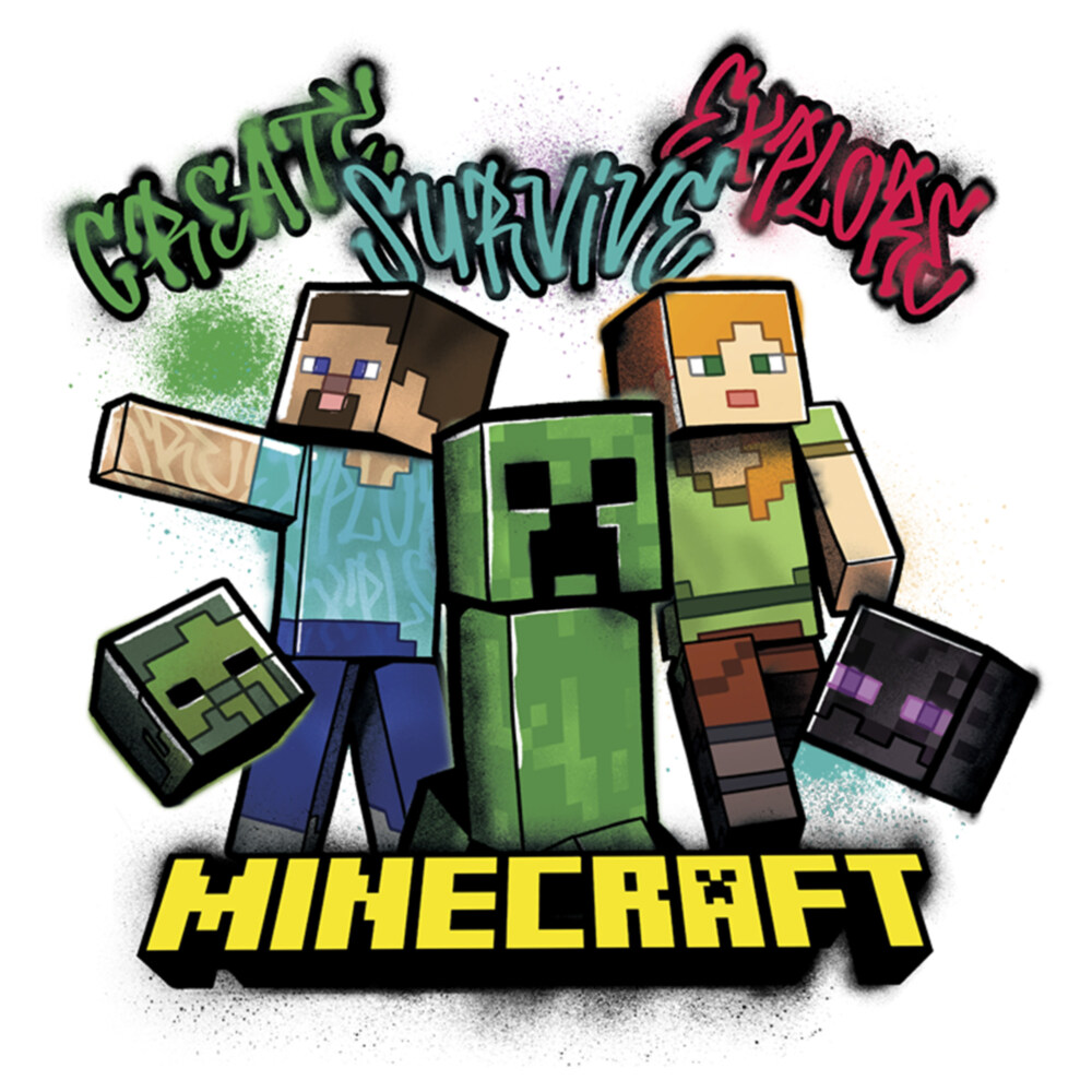 Men's Minecraft Create Survive Explore Alex and Steve  Adult T-Shirt