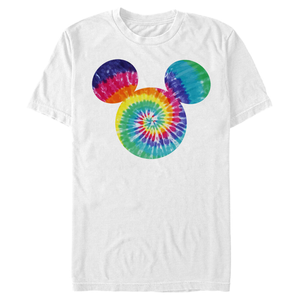 Men's Mickey & Friends Rainbow Tie-Dye Mickey Mouse Logo  Adult T-Shirt