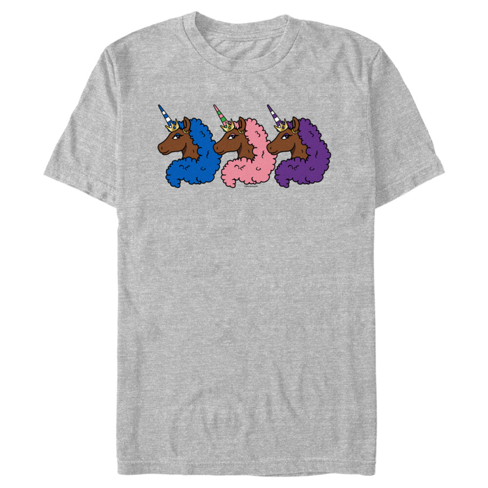 Men's Afro Unicorn Blue, Pink, and Purple  Adult T-Shirt