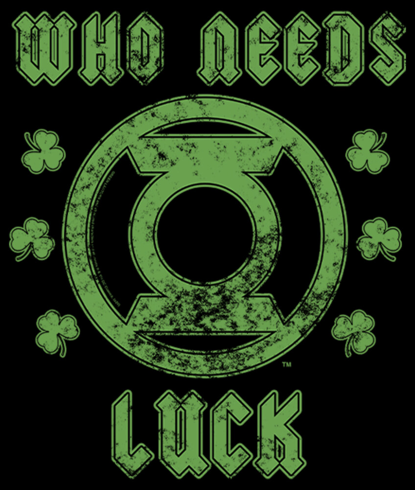 Men's Green Lantern St. Patrick's Day Who Needs Luck Distressed  Adult T-Shirt