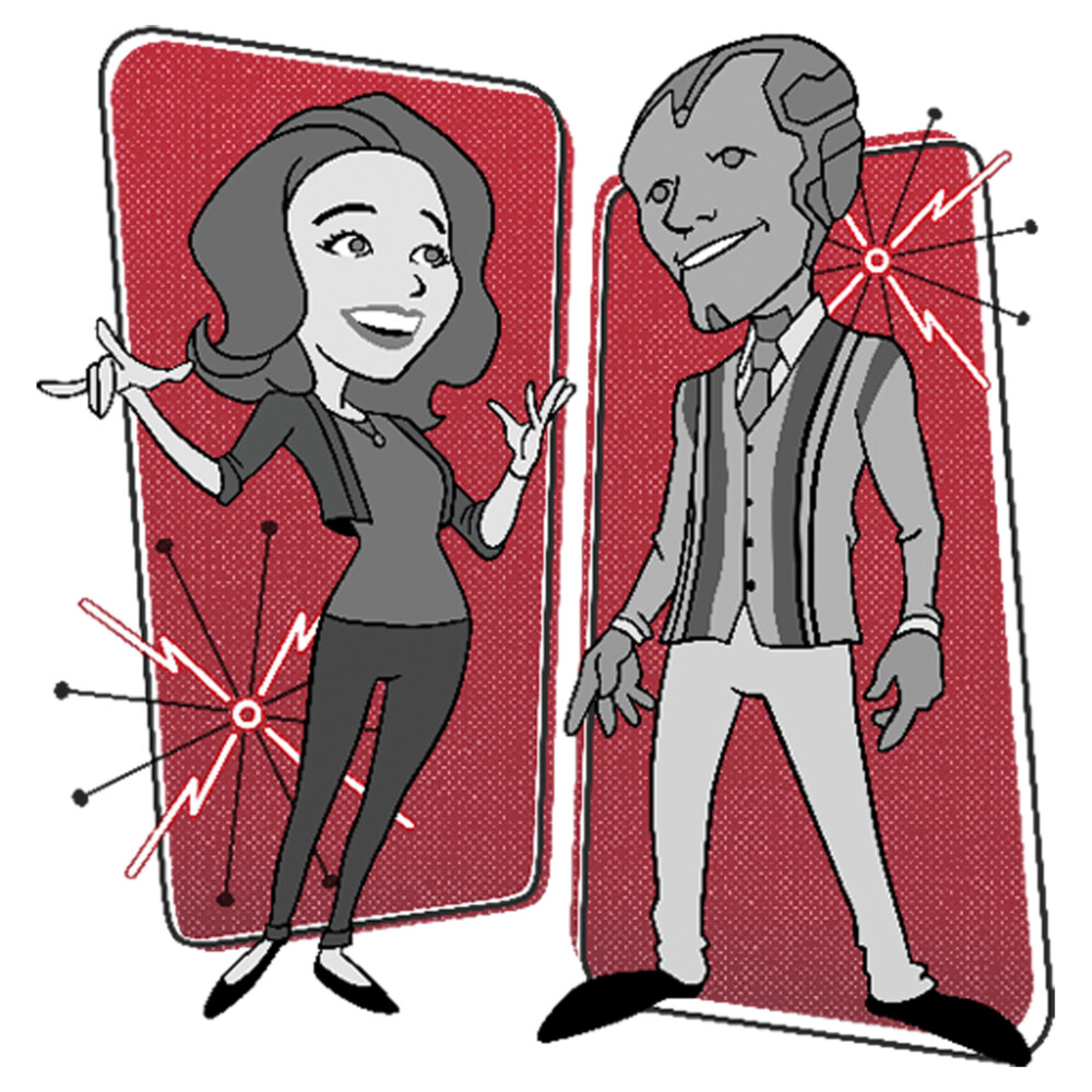 Men's Marvel WandaVision Animated Retro Couple  Adult T-Shirt