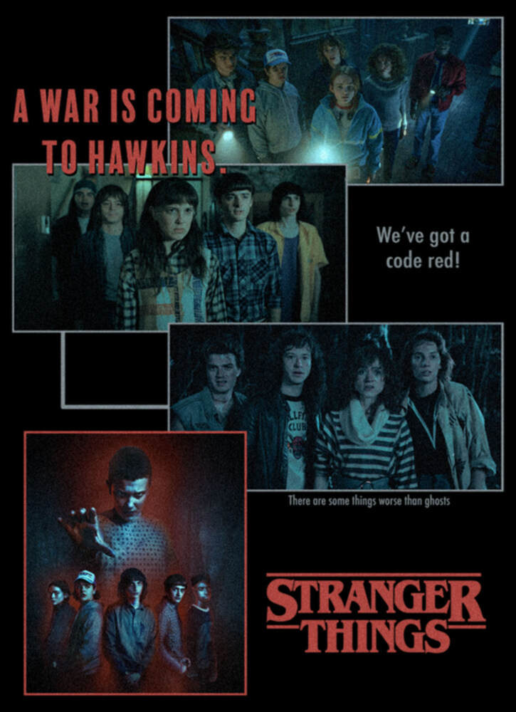 Men's Stranger Things Scenes Collage War Is Coming To Hawkins  Adult T-Shirt