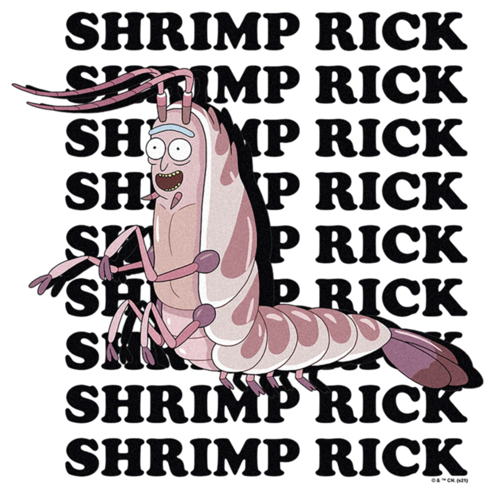 Men's Rick And Morty Shrimp Rick Name Stack  Adult T-Shirt
