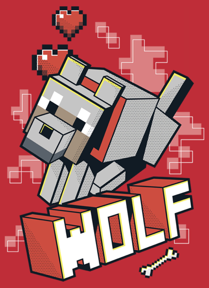 Men's Minecraft Wolf  Adult T-Shirt