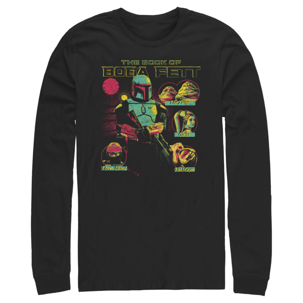 Men's Star Wars: The Book of Boba Fett Distressed Character Line-up  Adult Long Sleeve Shirt