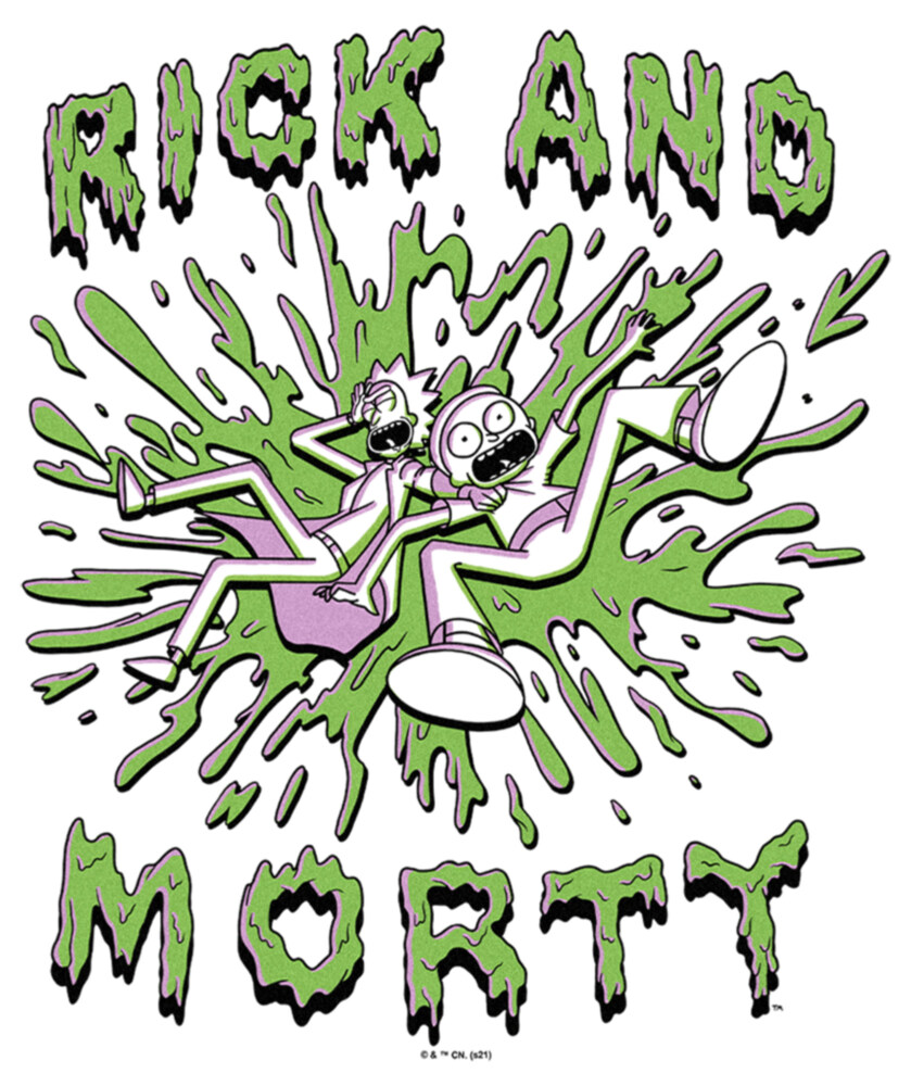 Men's Rick And Morty Screaming Green Slime Splash  Adult T-Shirt