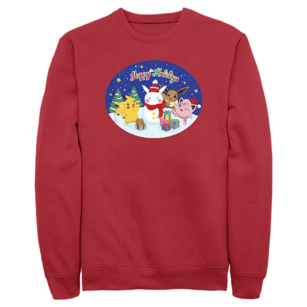Men's Pokemon Christmas Happy Holidays Snowman  Adult Sweatshirt