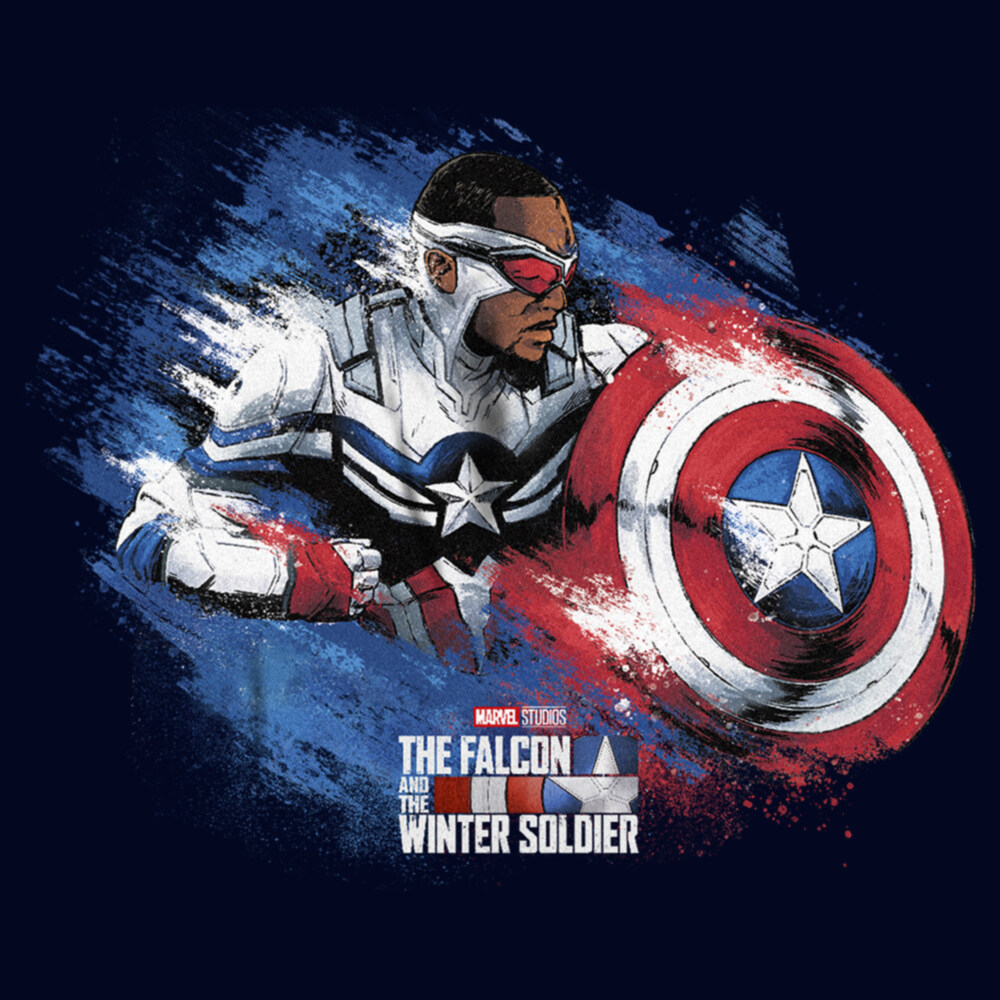 Men's Marvel The Falcon and the Winter Soldier Captain America Paint  Adult T-Shirt