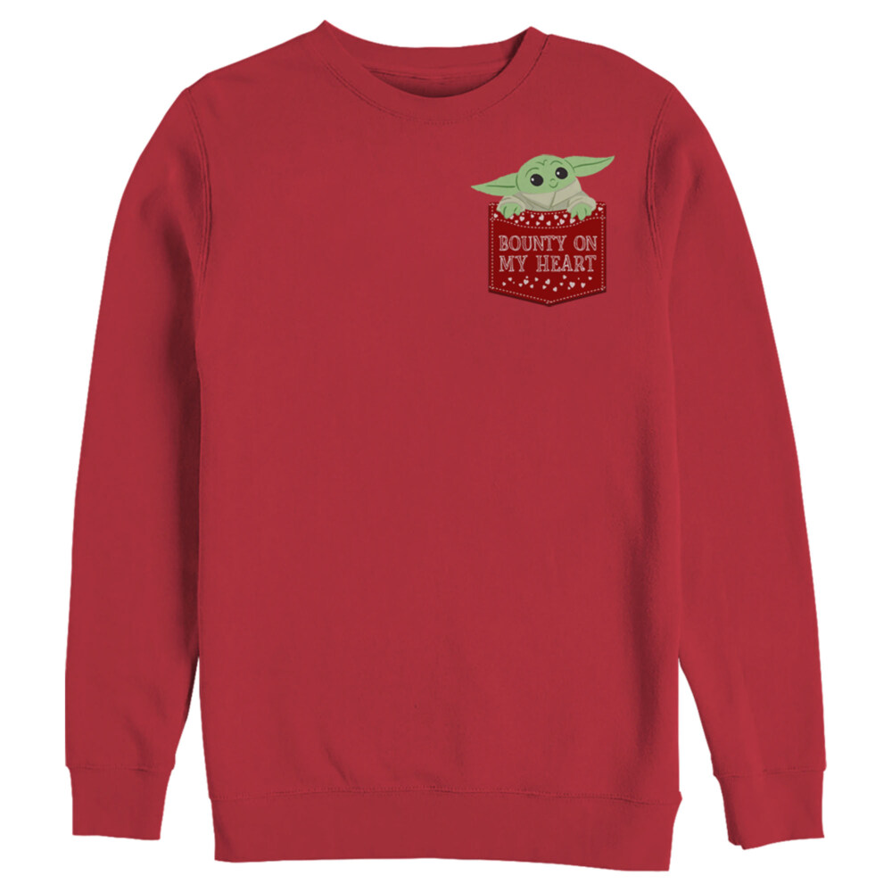 Men's Star Wars: The Mandalorian The Child Bounty Heart Pocket  Adult Sweatshirt