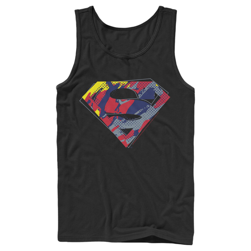 Men's Superman Logo Paint Splatter  Adult Tank Top