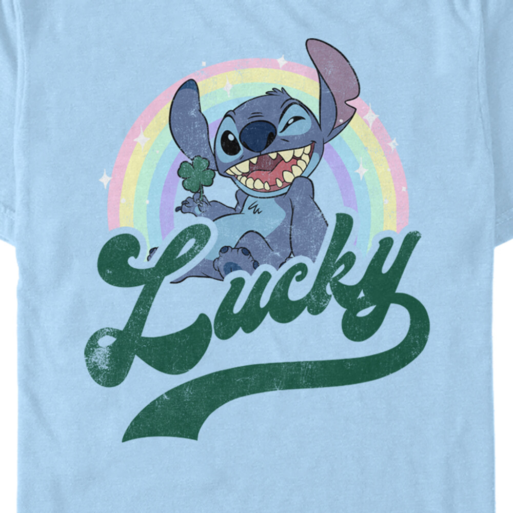 Men's Lilo & Stitch Distressed Lucky Wink  Adult T-Shirt