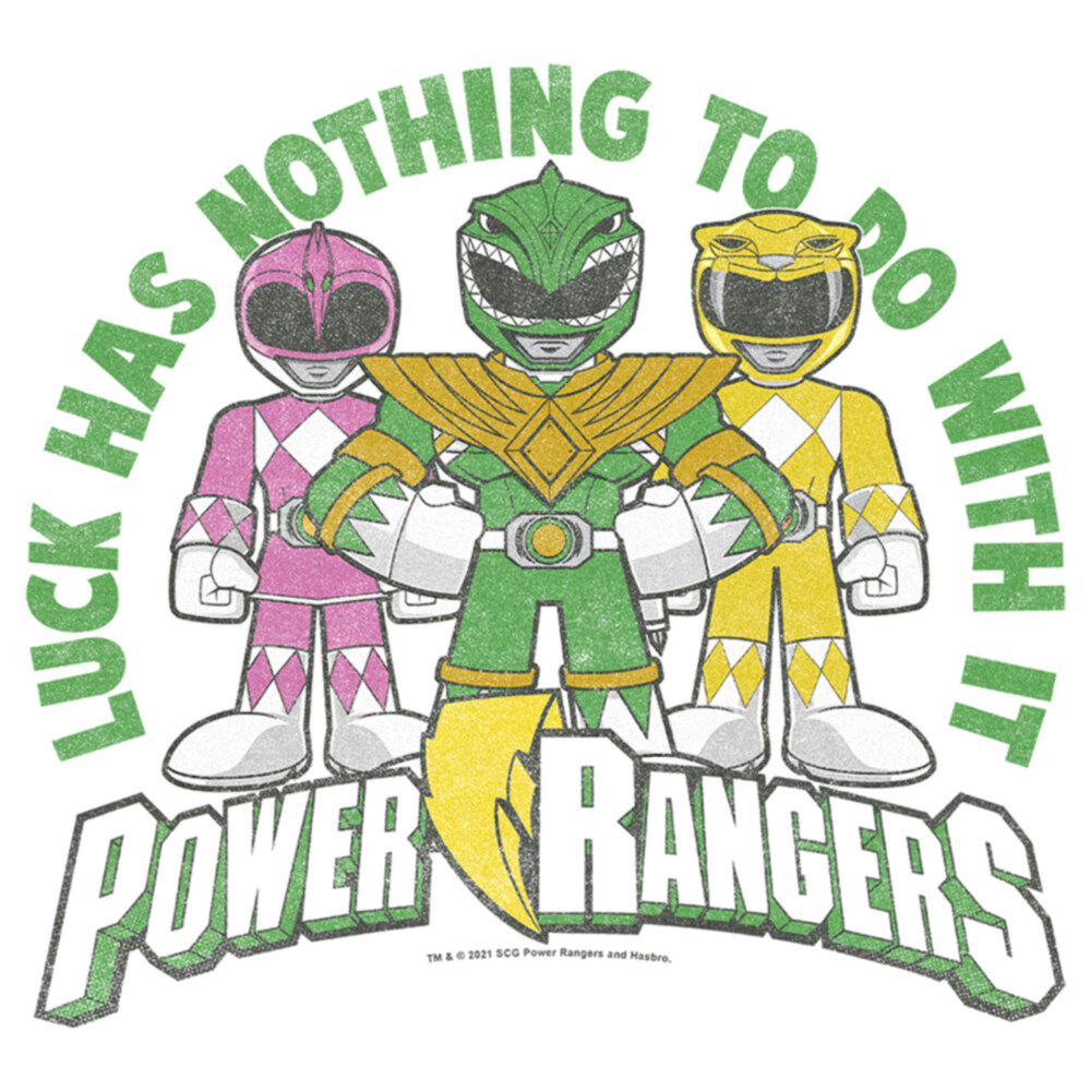 Men's Power Rangers St. Patrick's Day Luck has Nothing to do with It  Adult T-Shirt