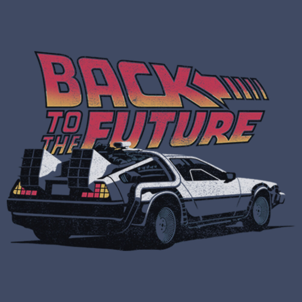 Men's Back to the Future DeLorean Cartoon  Adult T-Shirt
