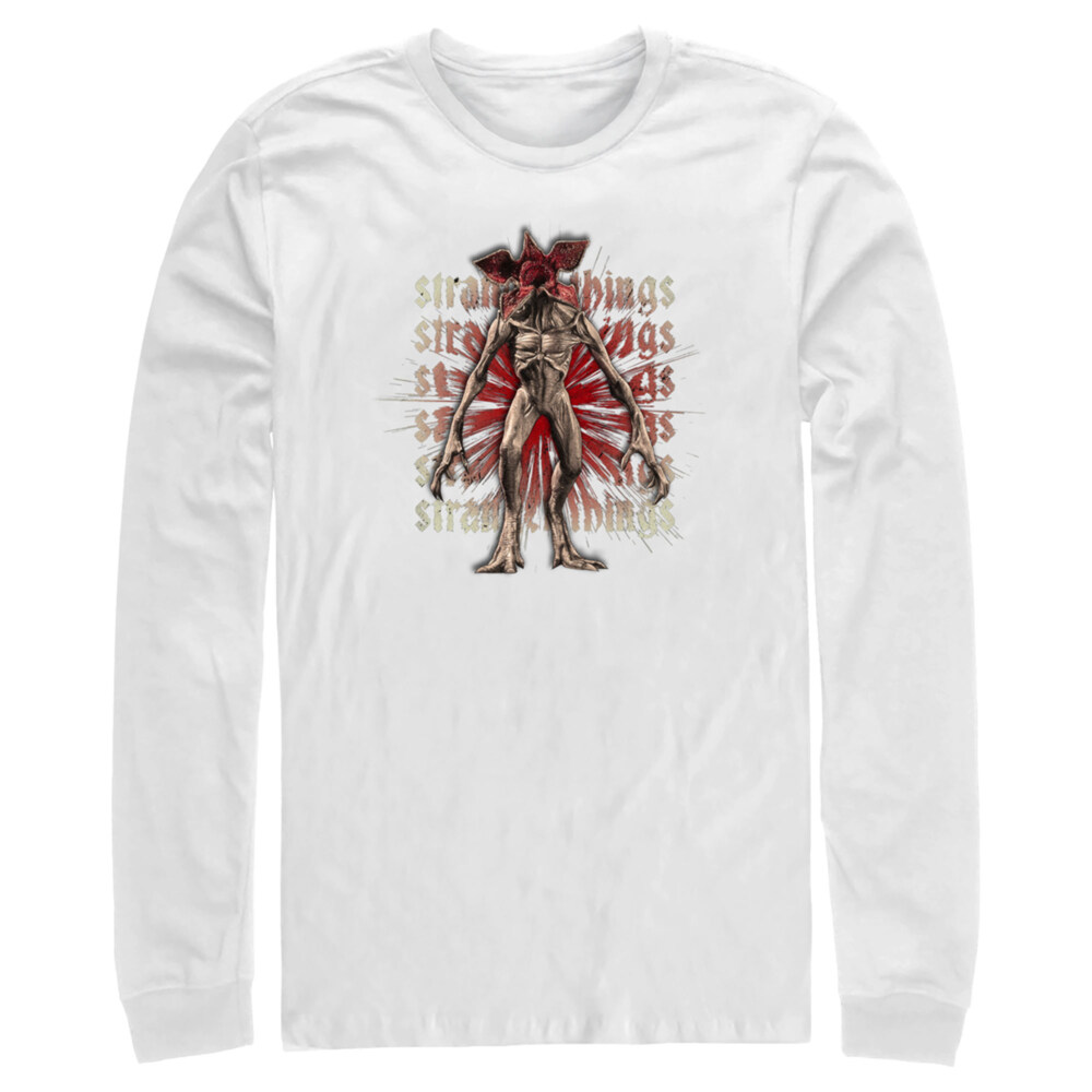 Men's Stranger Things Demogorgon Monster Logo Stacked  Adult Long Sleeve Shirt