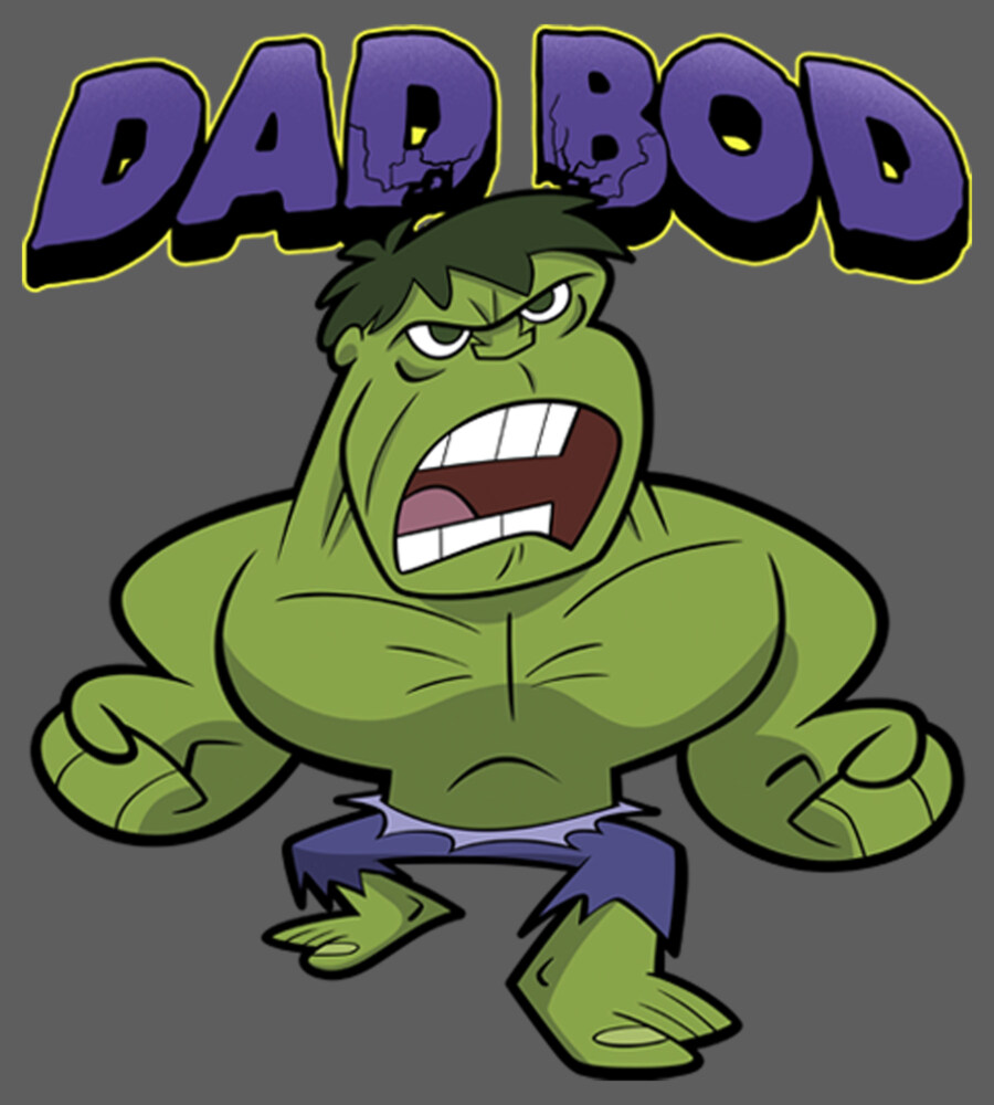 Men's Marvel Dad Bod Cartoon Hulk  Adult Tank Top