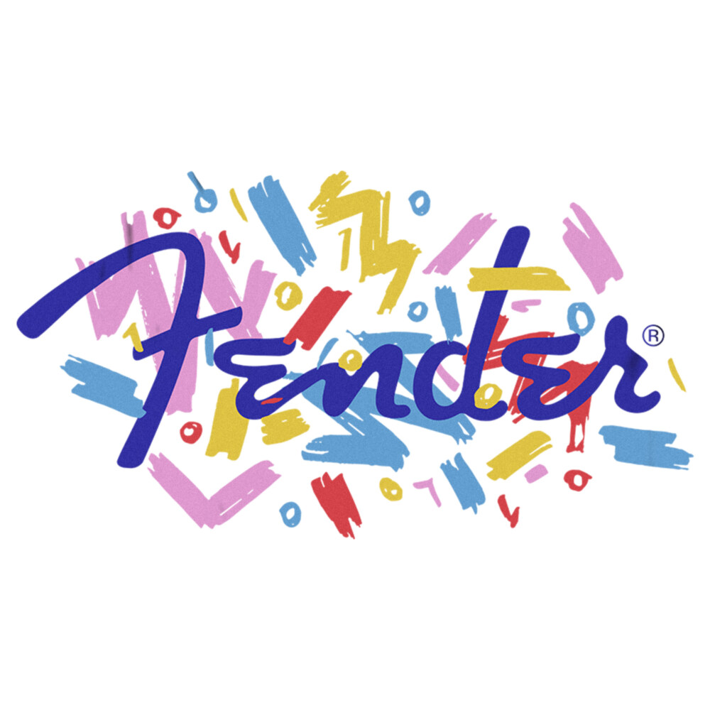 Men's Fender Retro Confetti Logo  Adult T-Shirt