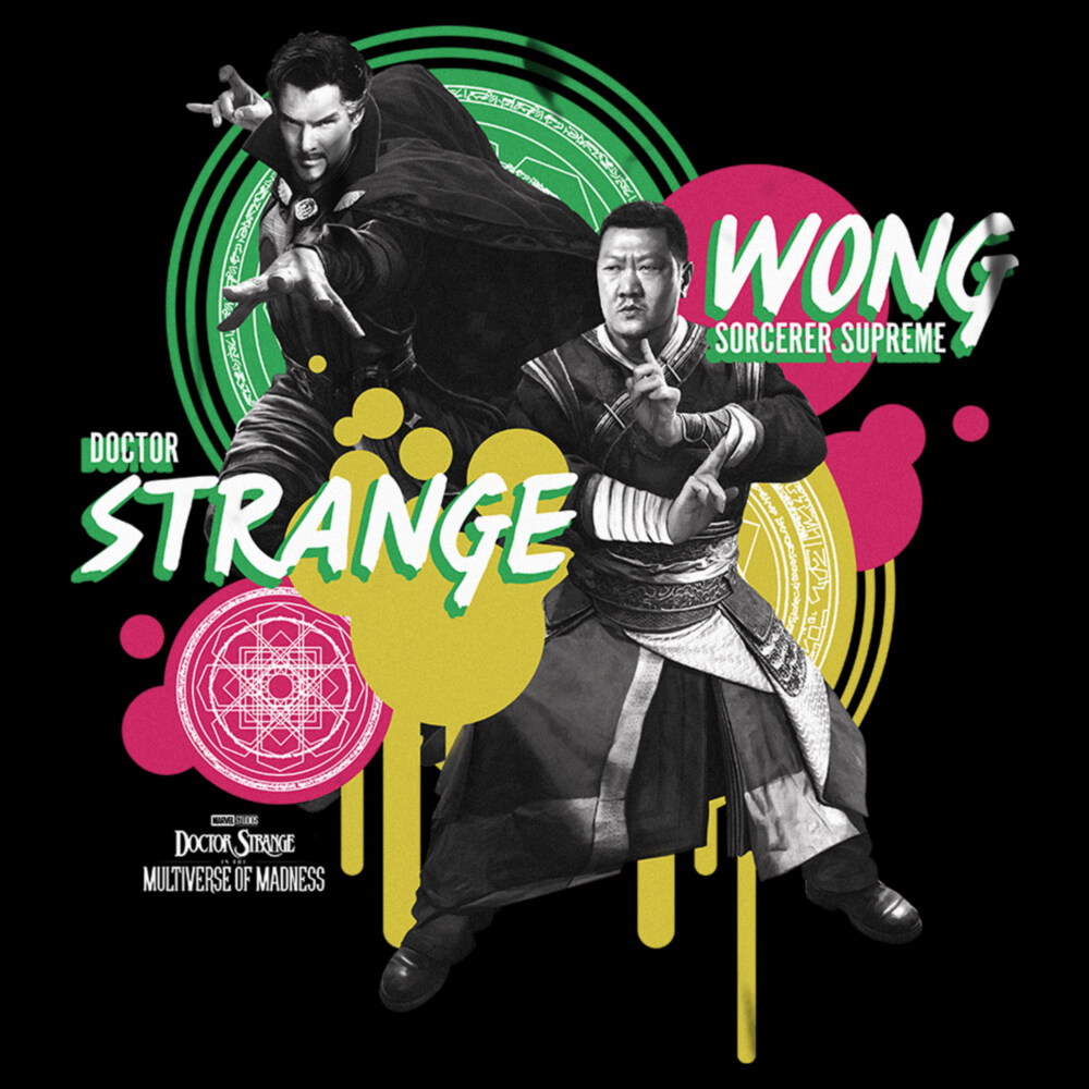 Men's Marvel Doctor Strange in the Multiverse of Madness Strange and Wong Paint Splatter  Adult T-Shirt