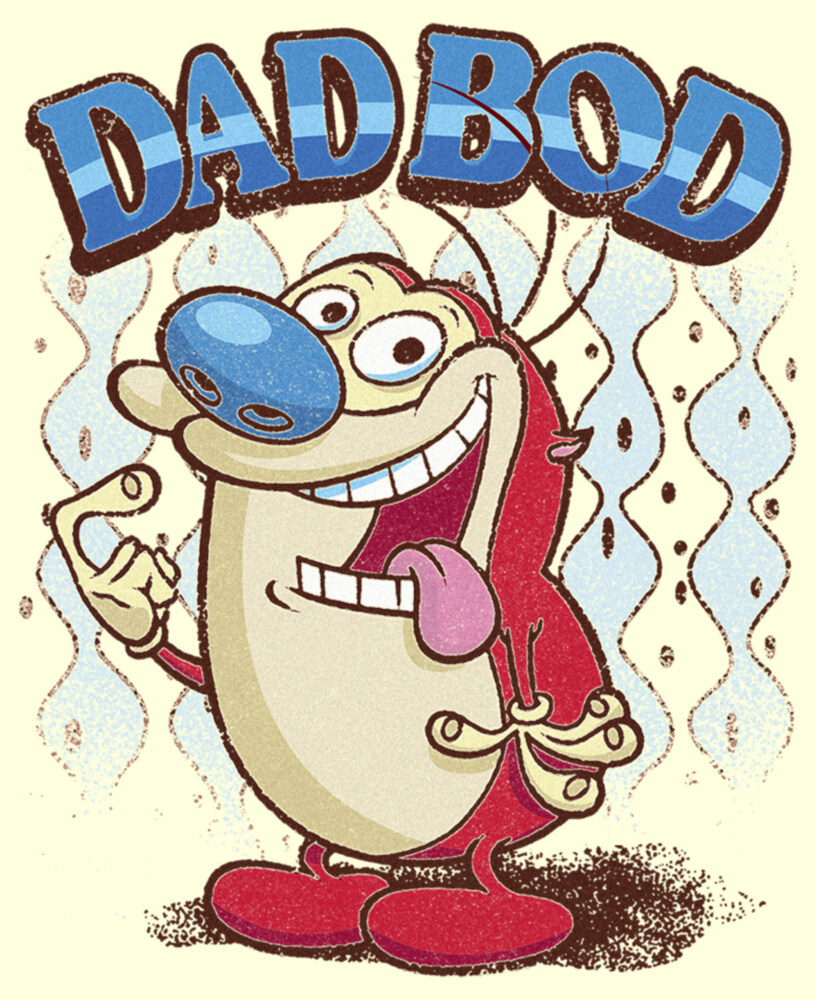 Men's The Ren & Stimpy Show Dad Bod Stimpy  Adult T-Shirt