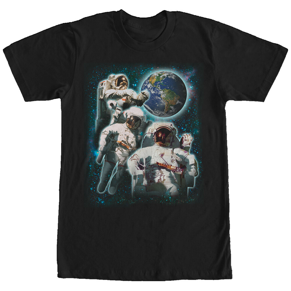 Men's Lost Gods Three Astronauts in Space  Adult T-Shirt