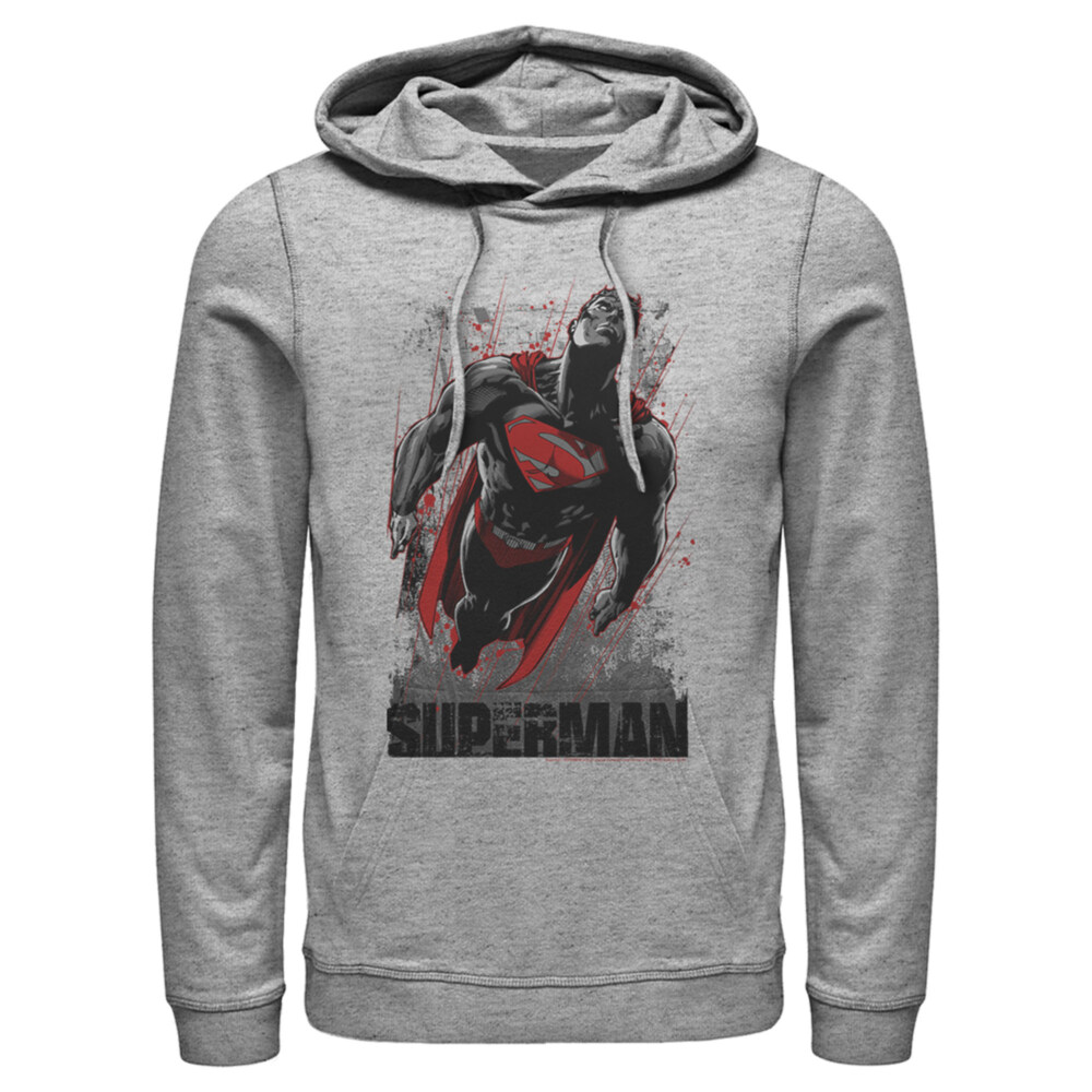 Men's Superman Flight Looking On  Adult Pull Over Hoodie