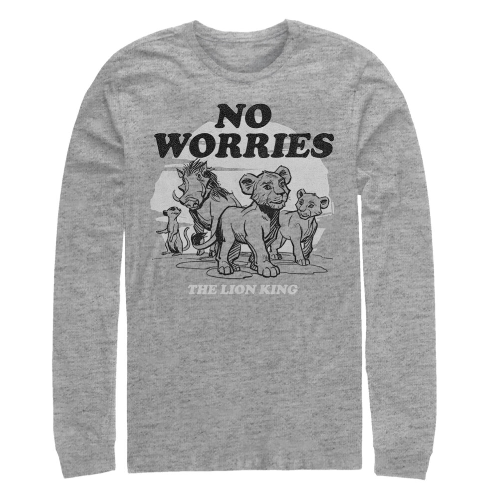 Men's Lion King No Worries Cartoon  Adult Long Sleeve Shirt