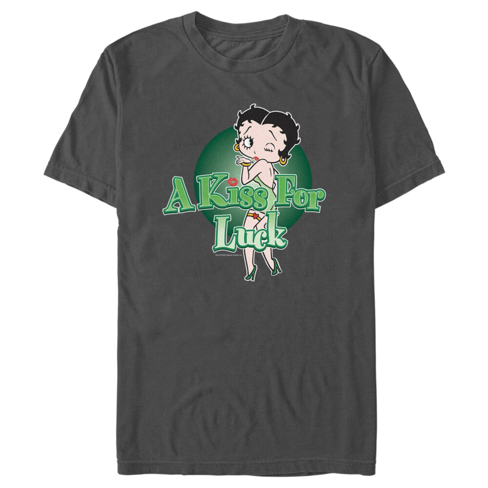 Men's Betty Boop St. Patrick's Day Betty A Kiss for Luck  Adult T-Shirt