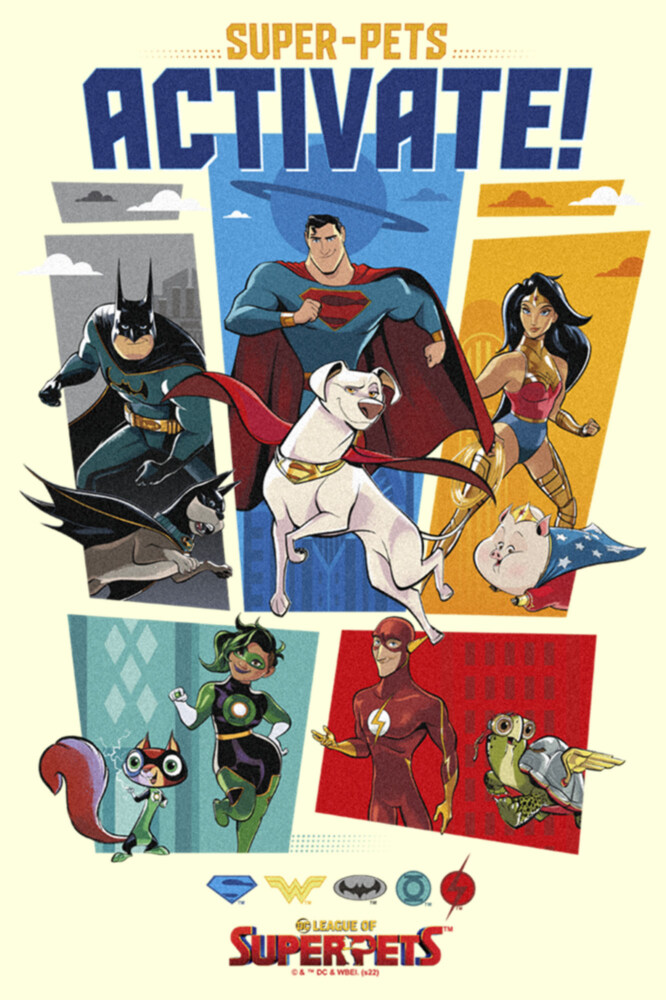 Men's DC League of Super-Pets Activate Group Panels  Adult T-Shirt