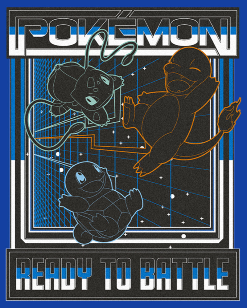 Men's Pokemon Ready to Battle Retro Grid  Adult T-Shirt