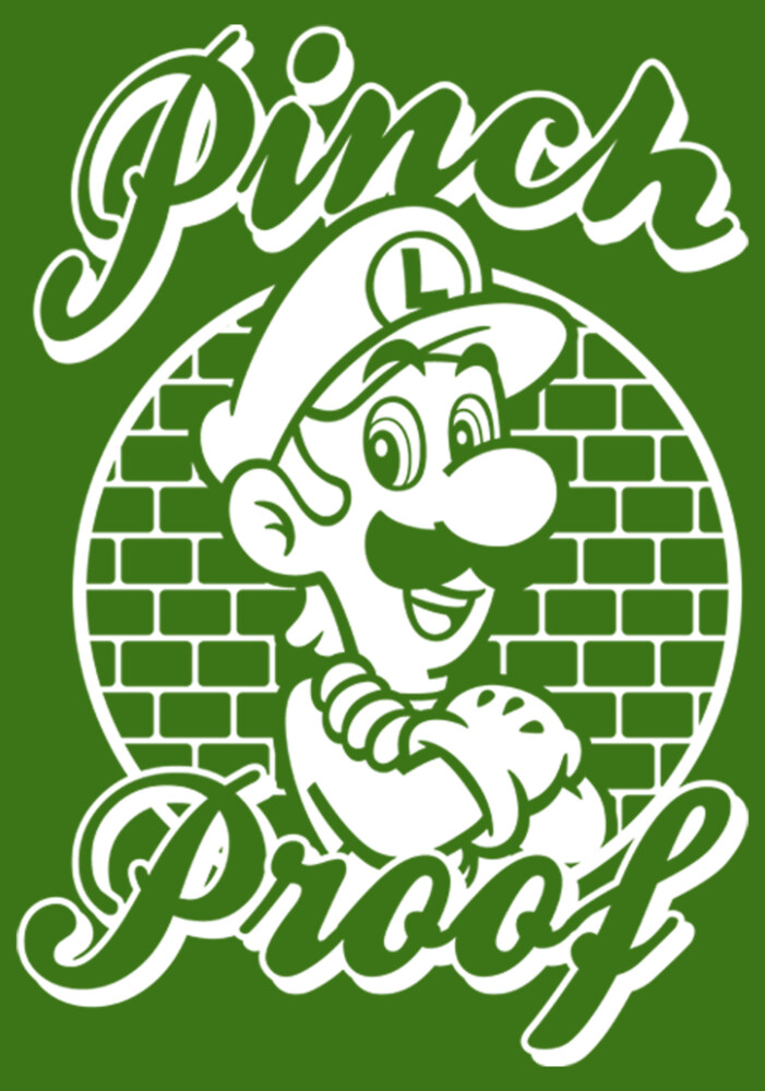 Men's Nintendo Super Mario St. Patrick's Day Pinch Proof Luigi Retro  Adult T-Shirt